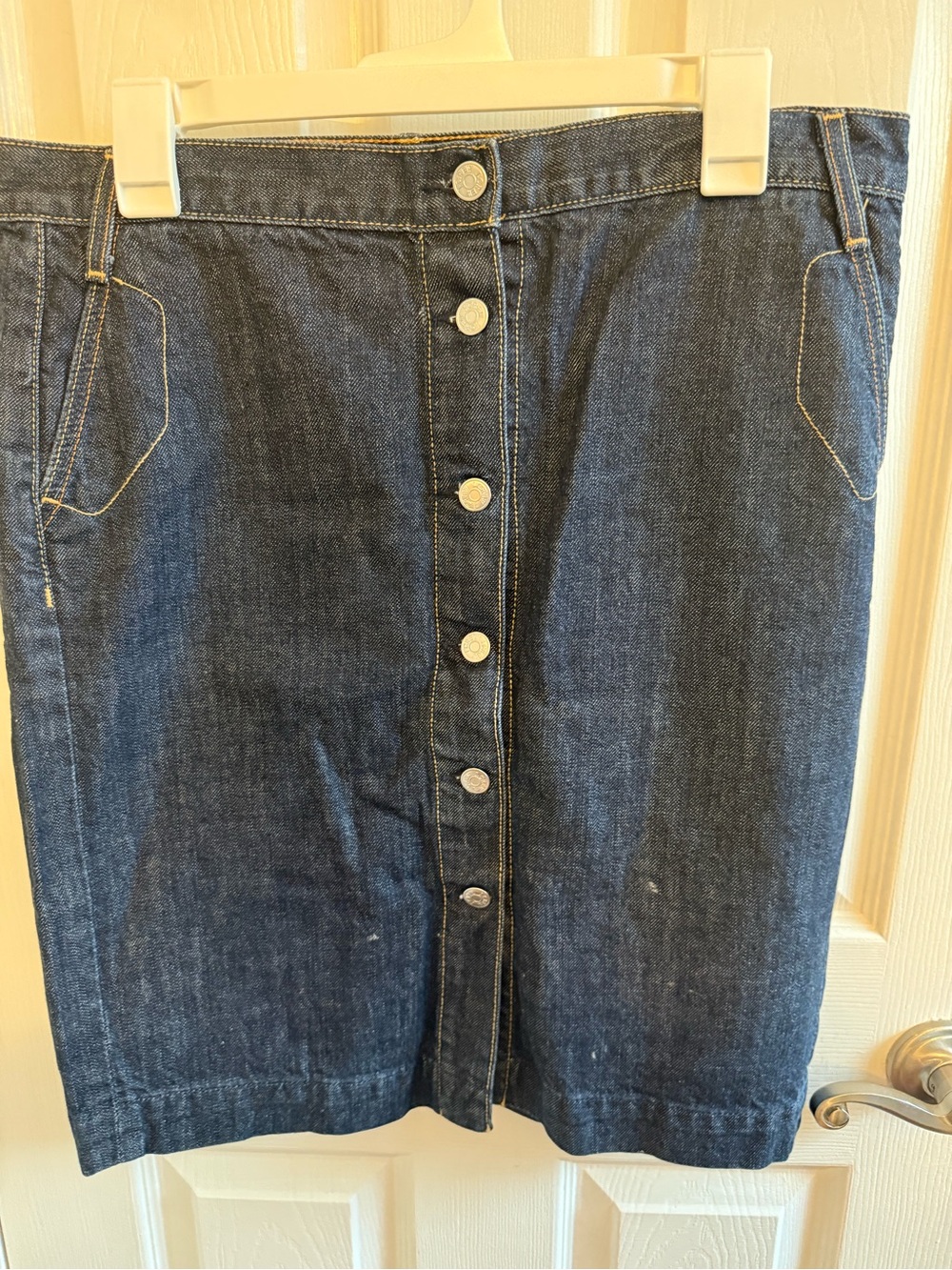 J. Crew Dark Blue Denim Button-Front Pencil Skirt